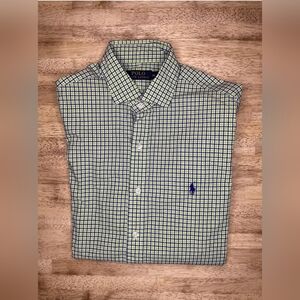 Polo Ralph Lauren Green Blue Check Men's Classic Fit Button Down Shirt Sz Medium